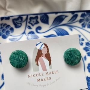 Emerald Stone Inspired Stud Earrings